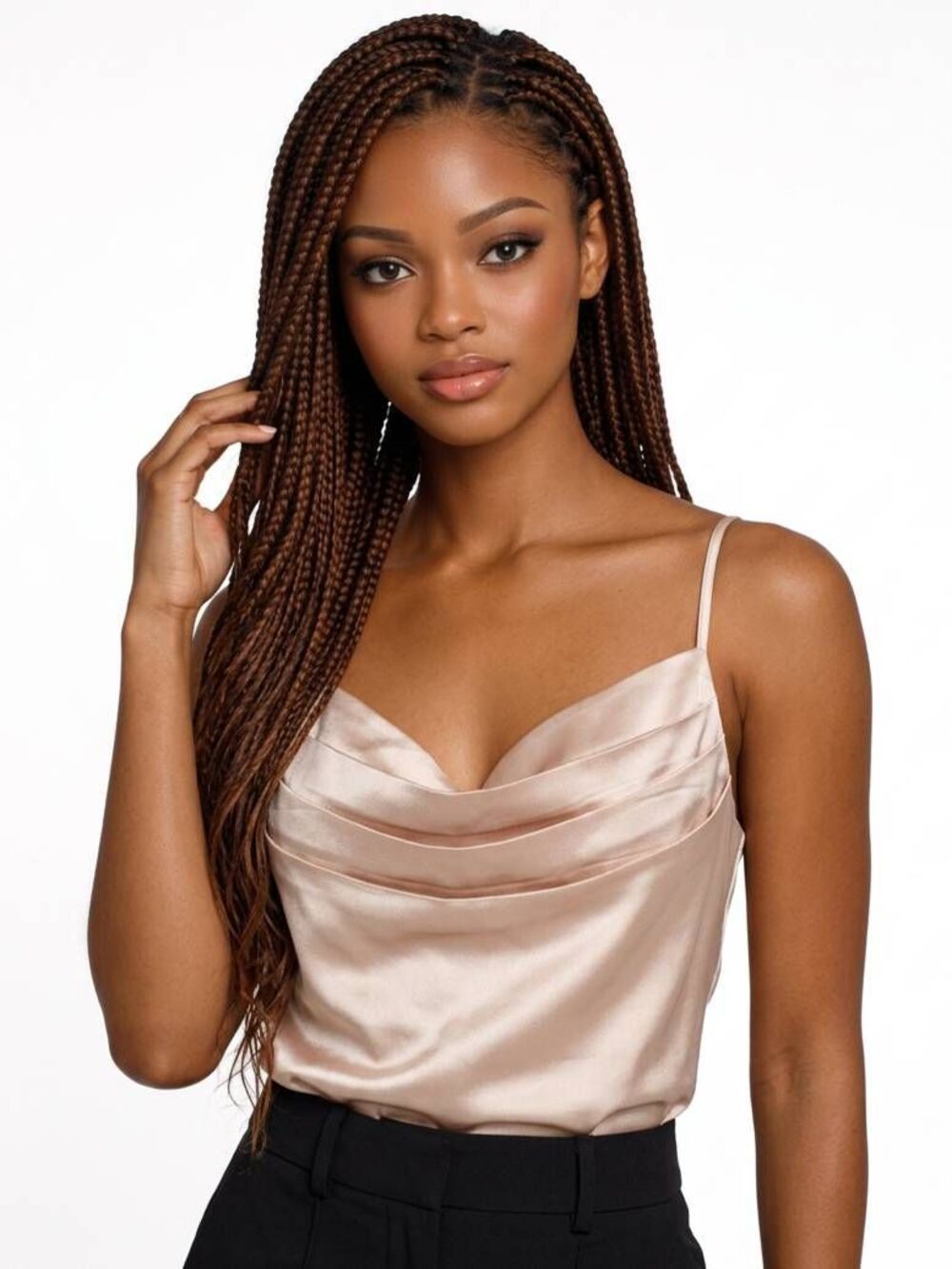 🔺️Champagne Pleated Satin Cropped Sleeveless Top Medium